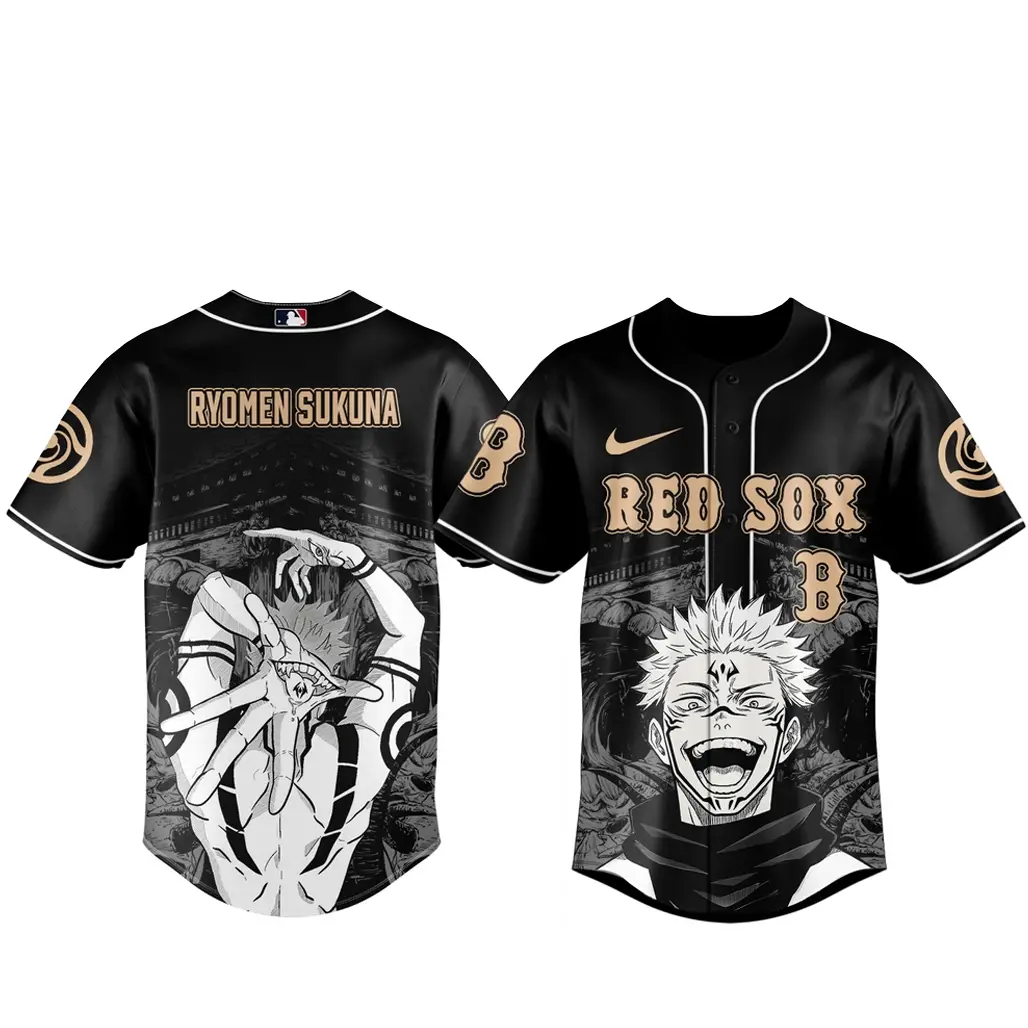 Boston Red Sox x Jujutsu Kaisen Night 2026 Ryomen Sukuna Black Baseball Jersey - Tazila