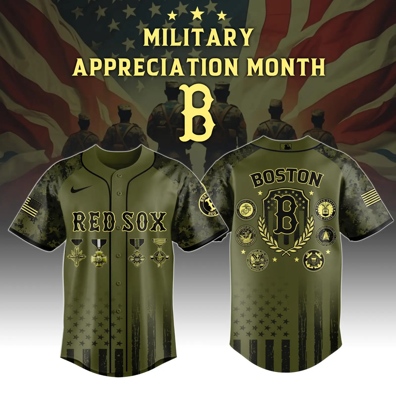 Boston Red Sox x Military Appreciation Month Special Edition Jersey 2025 - Tazila