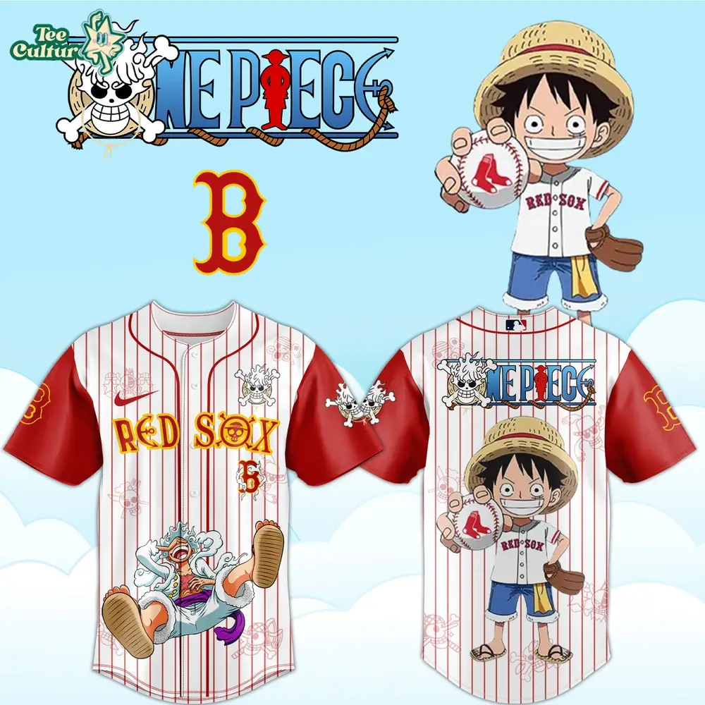Boston Red Sox x One Piece Luffy 2026 Special Baseball Jersey Version 2