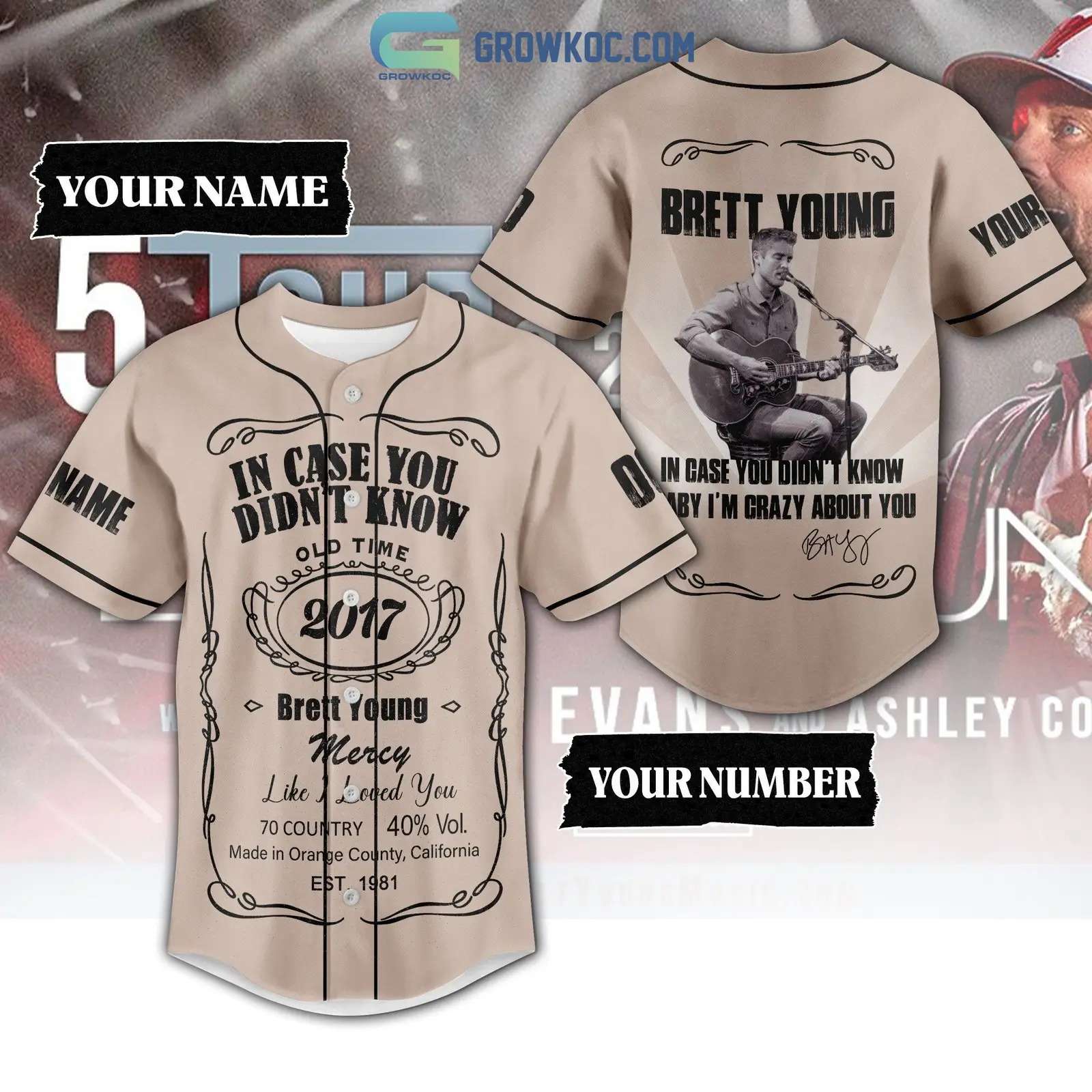 Brett Young In Case You Didn't Know Baby I'm Crazy About You Personalized Baseball Jersey