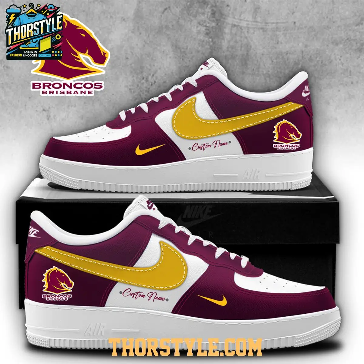 Brisbane Broncos 2025 NRL Champions Holiday Personalized Air Force 1 Shoes Brisbane Broncos 2025 NRL Champions Holiday Personalized Air Force 1 Shoes - Image 1