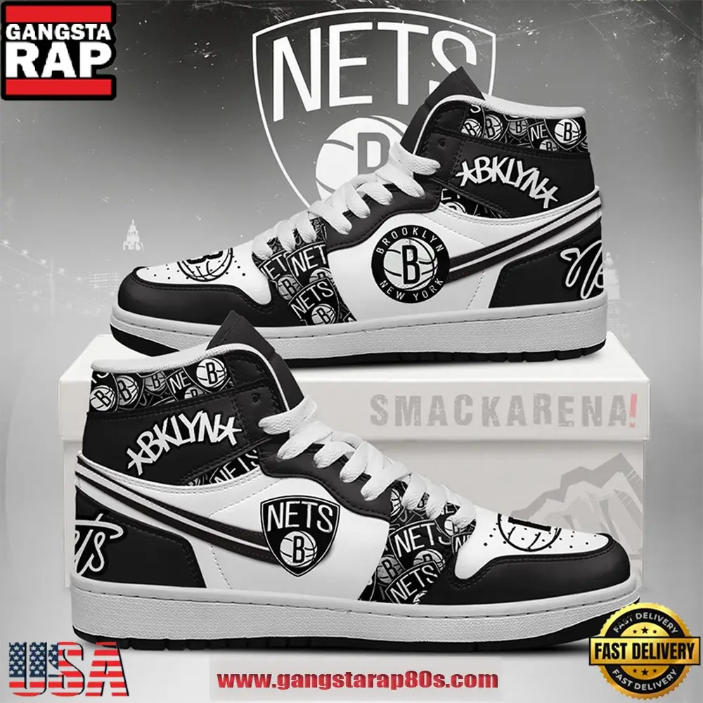 Brooklyn Nets NBA New 2026 Version Air Jordan 1 High Top Shoes Brooklyn Nets NBA New 2026 Version Air Jordan 1 High Top Shoes - Image 1