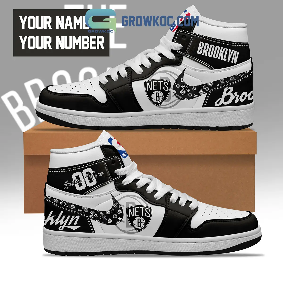 Brooklyn Nets NBA Personalized Air Jordan 1 Shoes Brooklyn Nets NBA Personalized Air Jordan 1 Shoes - Image 1