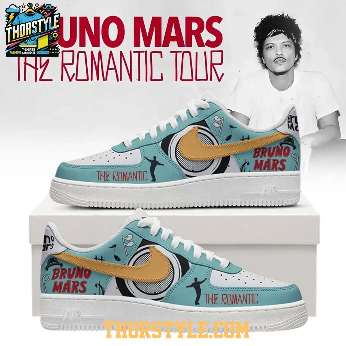 Bruno Mars The Romantic North America Tour 2026 Personalized Air Force 1 Shoes Bruno Mars The Romantic North America Tour 2026 Personalized Air Force 1 Shoes - Image 1