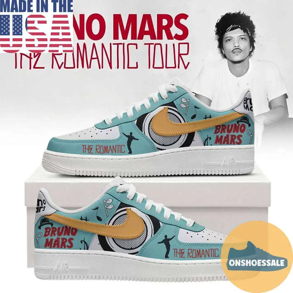 Bruno Mars The Romantic Tour 2026 Air Force 1 Shoes , Gift For Fans - Best Gift Shoes