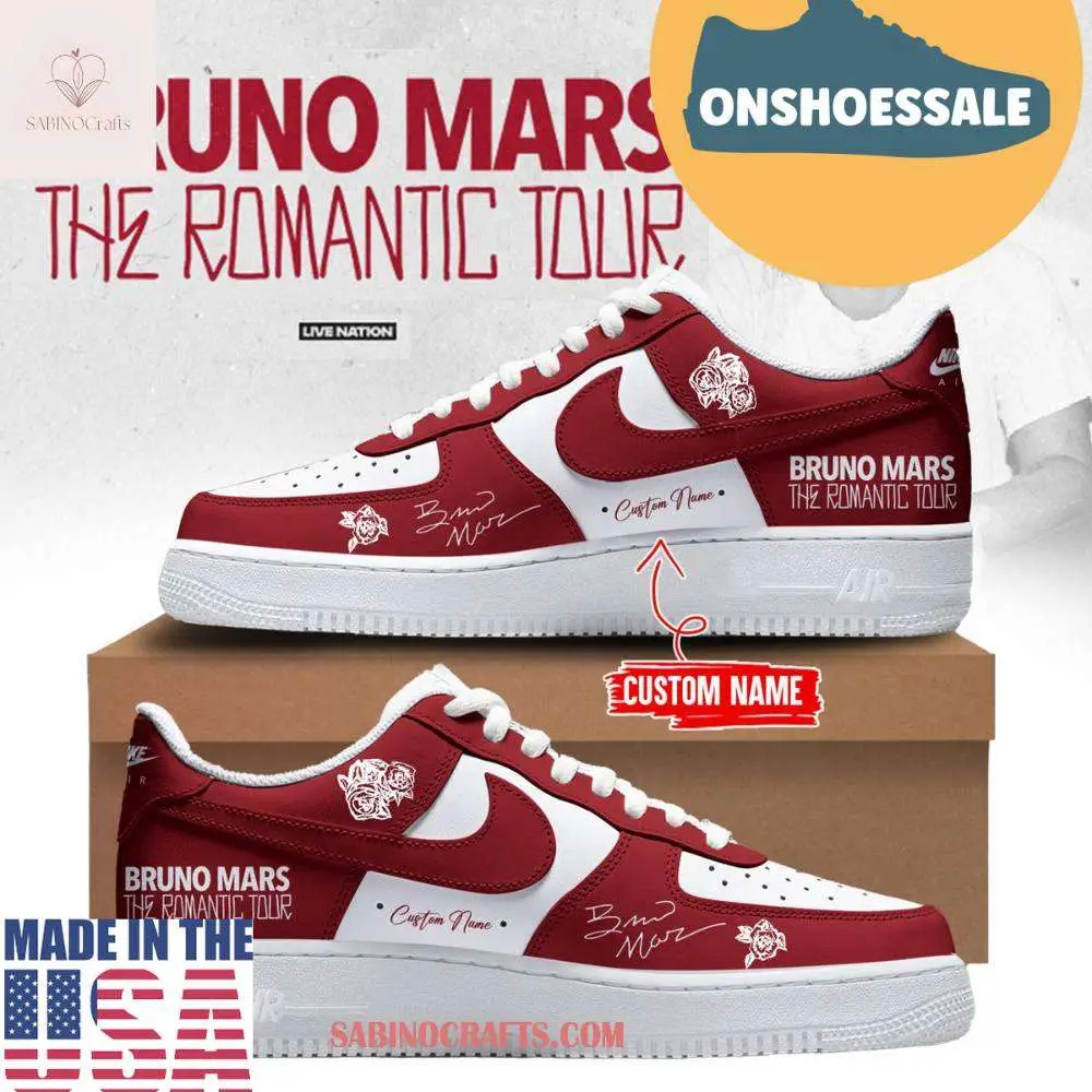 Bruno Mars The Romantic Tour 2026 Personalized Air Force 1 Shoes, Gift For Fans - Best Gift Shoes
