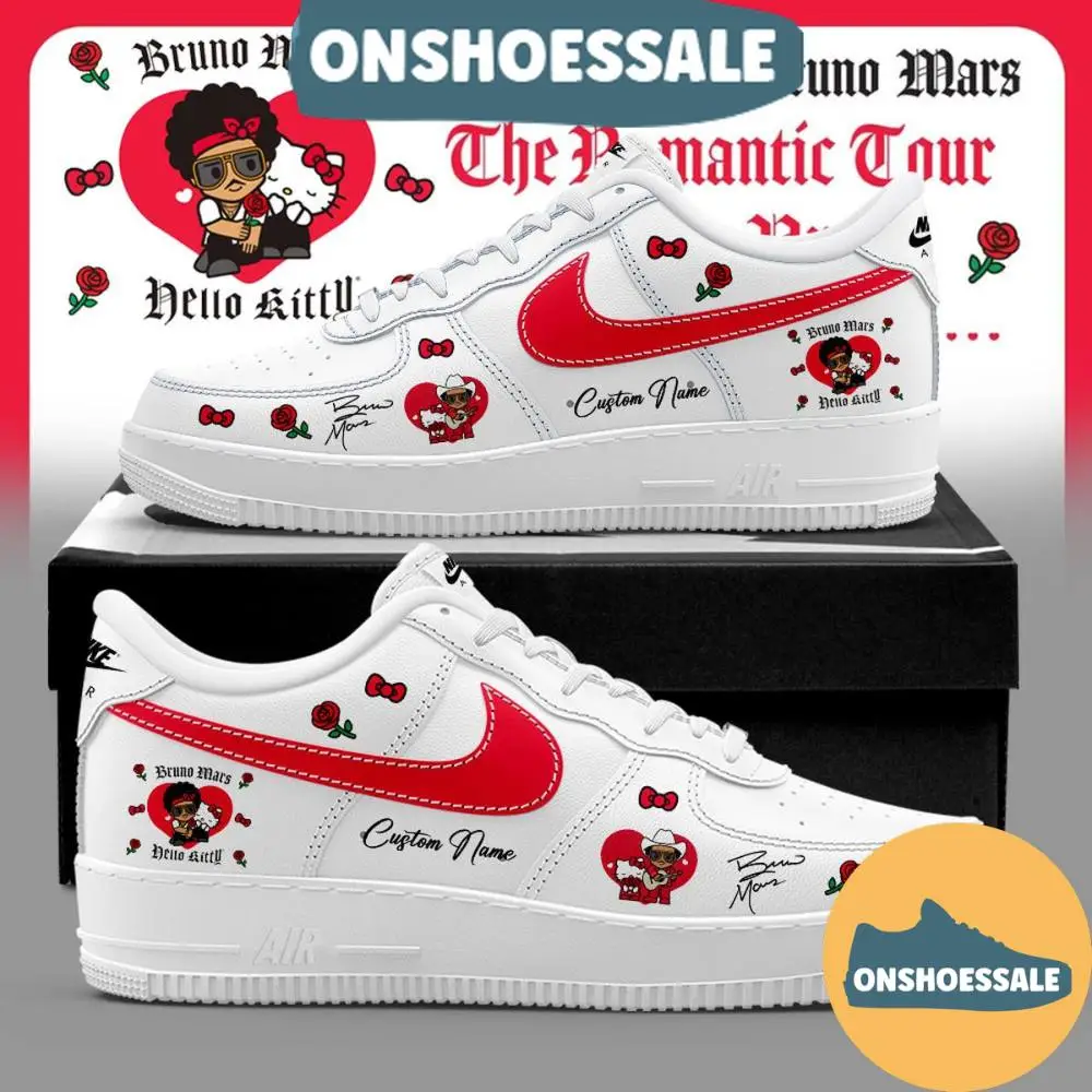 Bruno Mars x Hello Kitty The Romantic Tour Air Force 1 Shoes, Gift For Fans - Best Gift Shoes