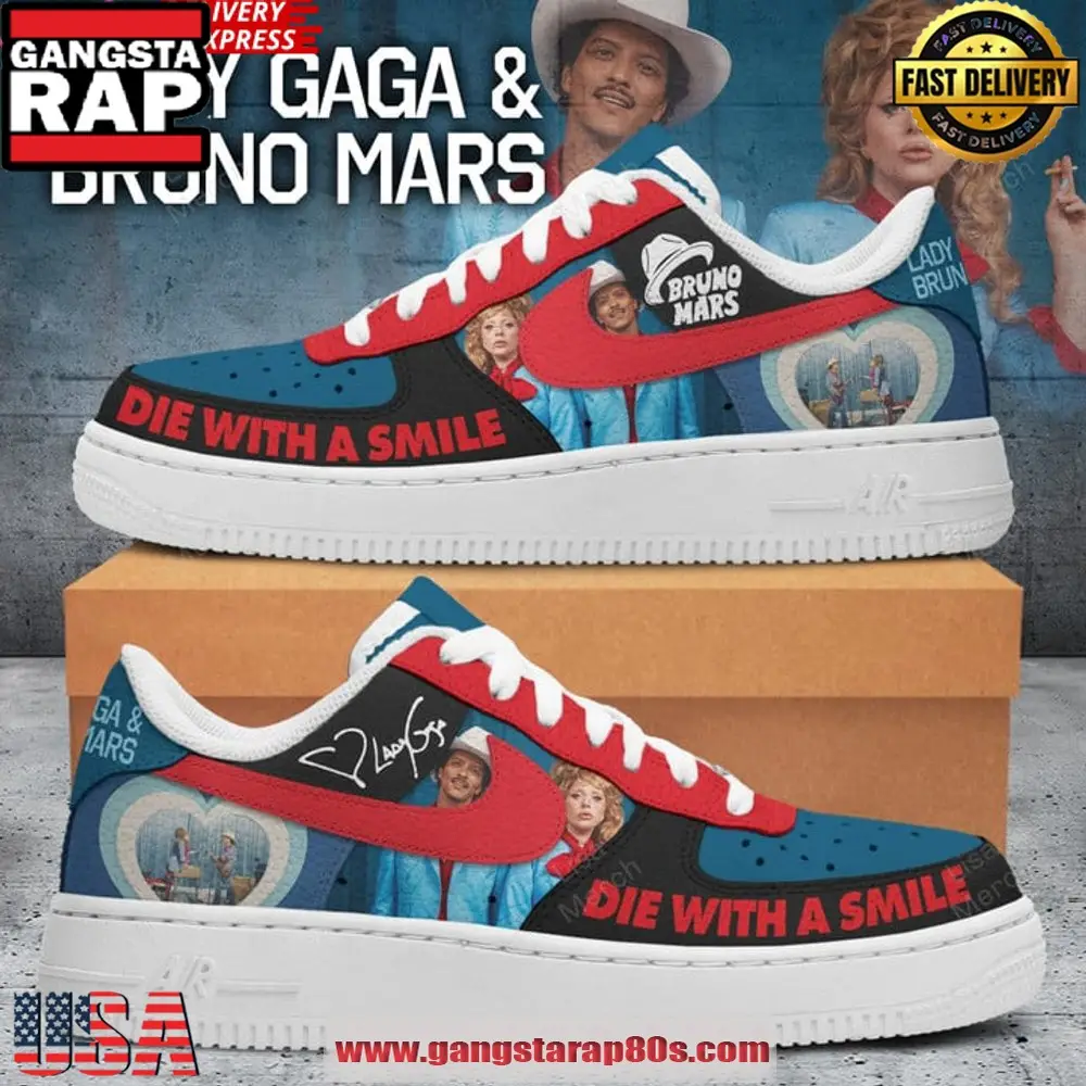 Bruno Mars x Lady Gaga Limited Edition Air Force 1 Sneakers Shoes Bruno Mars x Lady Gaga Limited Edition Air Force 1 Sneakers Shoes - Image 1
