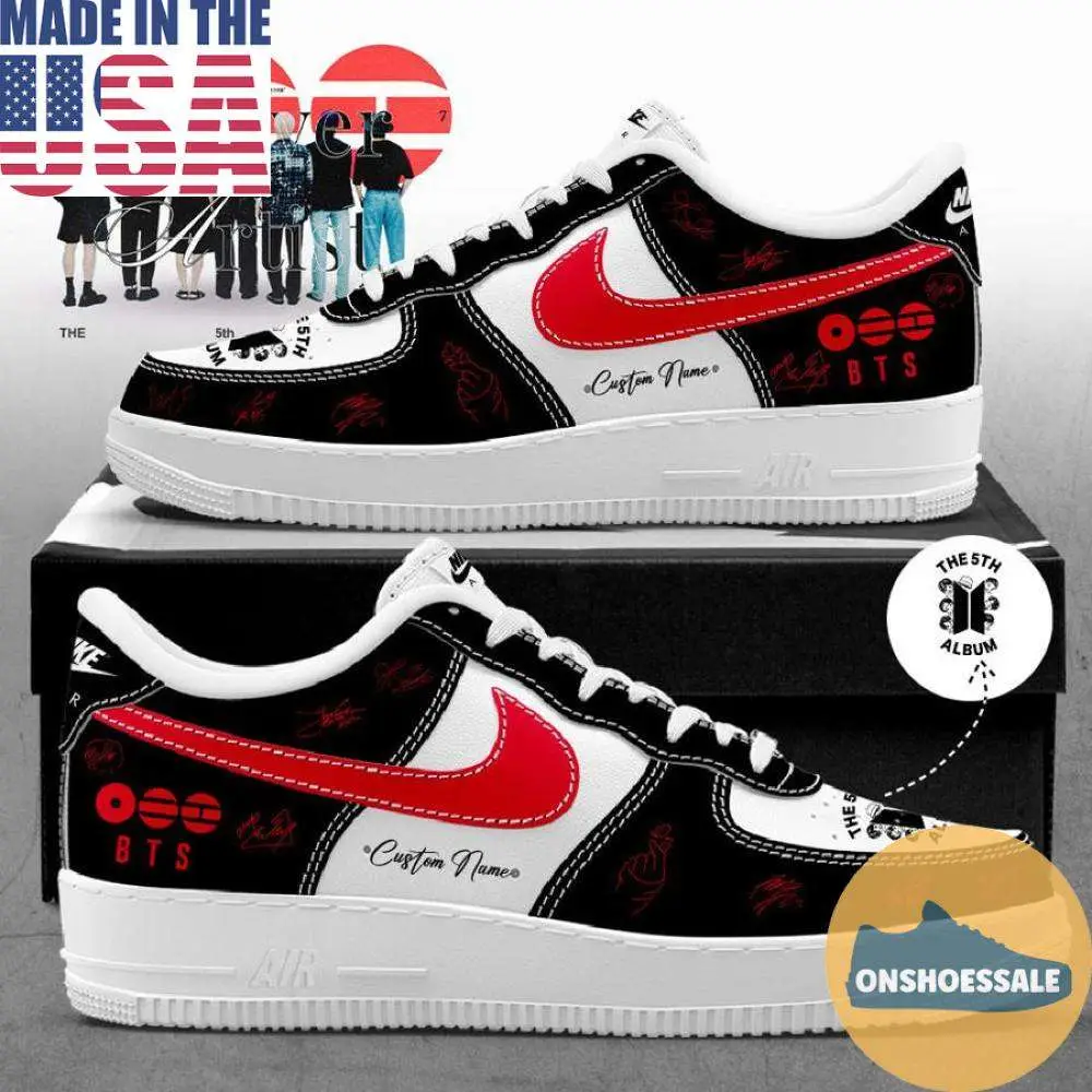 BTS The 5th Album World Tour 2026 Signature Air Force Shoes, Gift For Fans - Best Gift Shoes BTS The 5th Album World Tour 2026 Signature Air Force Shoes, Gift For Fans - Best Gift Shoes - Image 1