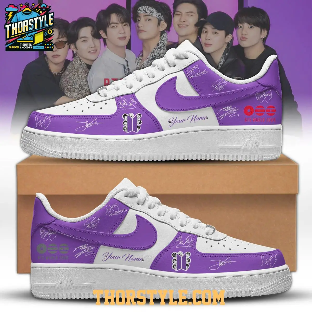 BTS World Tour 2026 Deep Purple Night Personalized Air Force 1 Shoes BTS World Tour 2026 Deep Purple Night Personalized Air Force 1 Shoes - Image 1