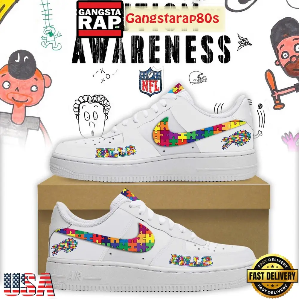 Buffalo Bills Autism Awareness Limited Edition Air Force 1 Sneakers Shoes Buffalo Bills Autism Awareness Limited Edition Air Force 1 Sneakers Shoes - Image 1