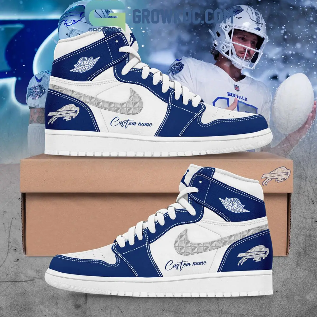 Buffalo Bills Cold Front Rivalries Uniform 2025 Air Jordan 1 Shoes
