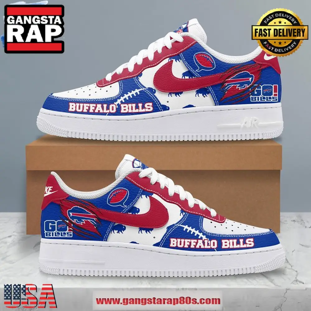 Buffalo Bills Go Bills 2024 Air Force 1 Running Sneakers Shoes Buffalo Bills Go Bills 2024 Air Force 1 Running Sneakers Shoes - Image 1