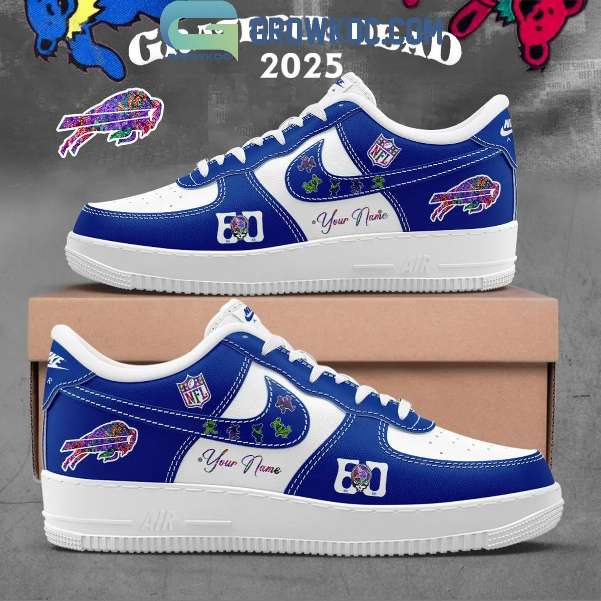 Buffalo Bills Grateful Dead 60th Anniversary Air Force 1 Shoes