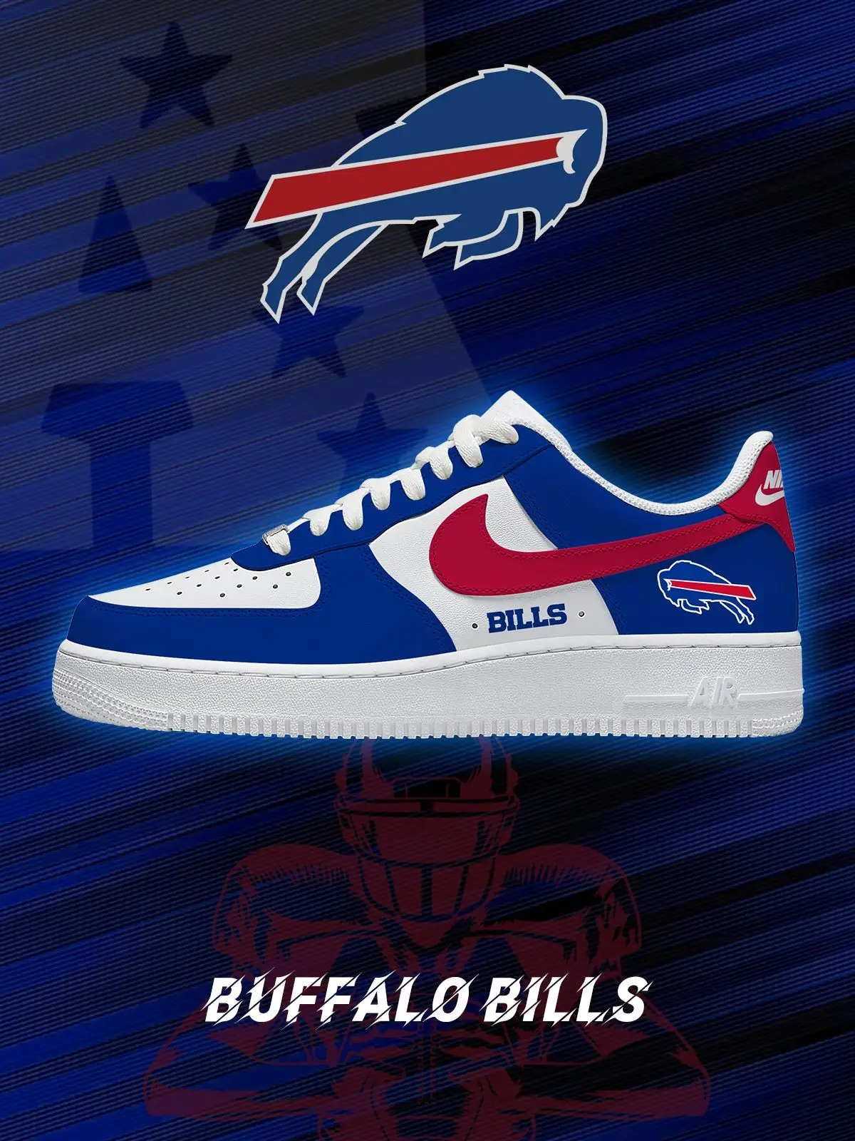 Buffalo Football Custom Air Force 1 Sneakers - NFL Fan Edition | AN43