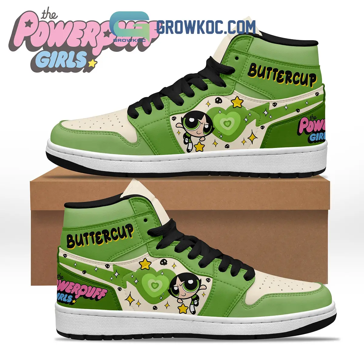 Buttercup The Powerpuff Girls Cartoon Air Jordan 1 Shoes Buttercup The Powerpuff Girls Cartoon Air Jordan 1 Shoes - Image 1
