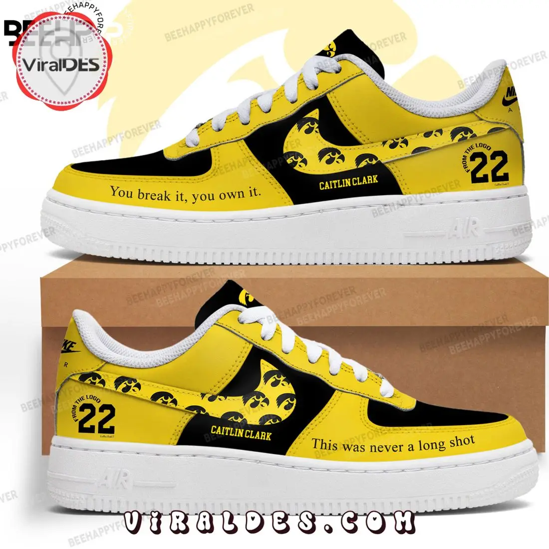 Caitlin Clark - Iowa Hawkeyes Women's Basketball Air Force Sneakers