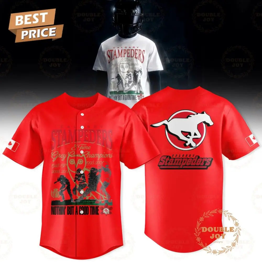 Calgary Stampeders 8 Time Grey Cup Champions Limited Edition Baseball Jersey - Red
