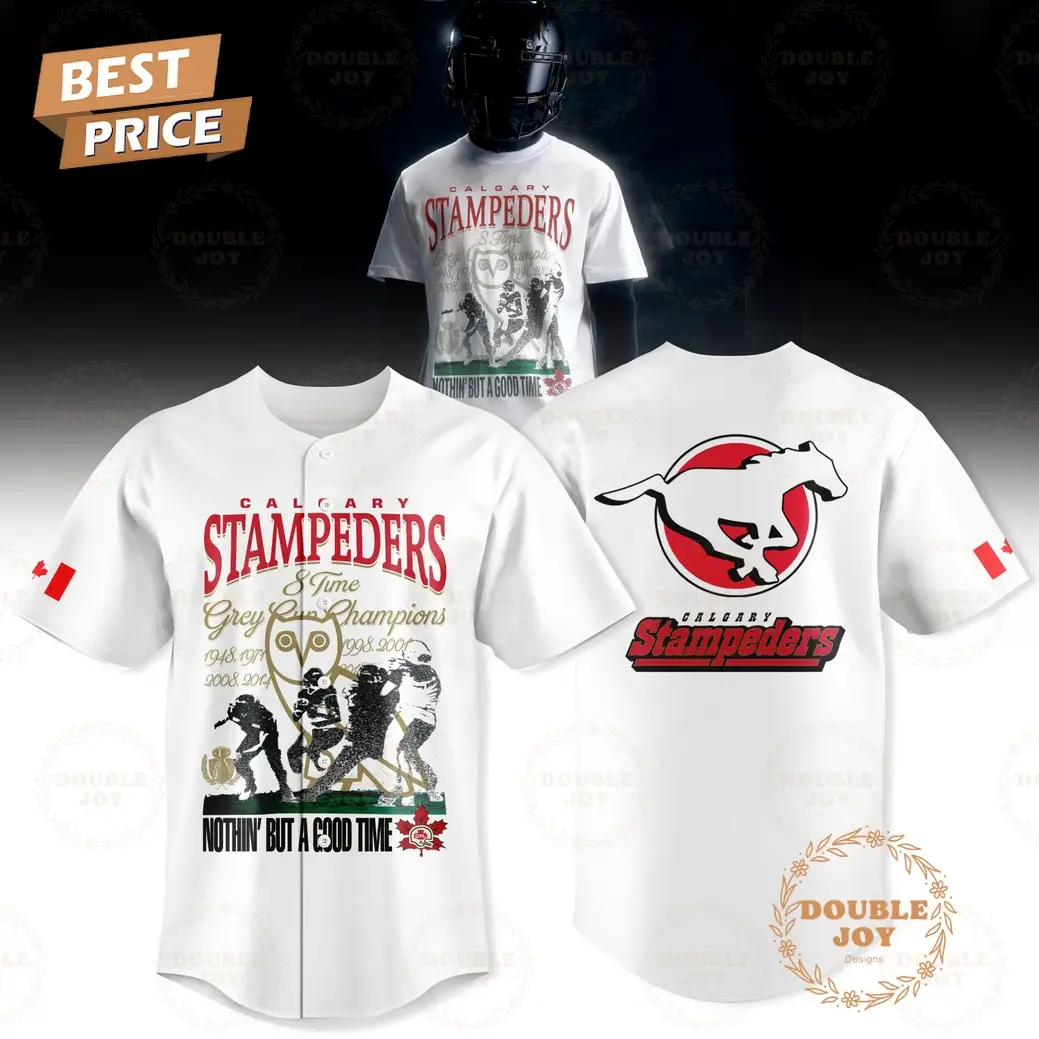 Calgary Stampeders 8 Time Grey Cup Champions Limited Edition Baseball Jersey - White