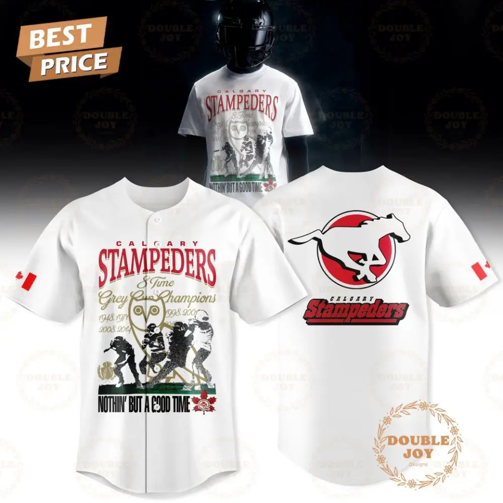 Calgary Stampeders 8 Time Grey Cup Champions Limited Edition Baseball Jersey - White