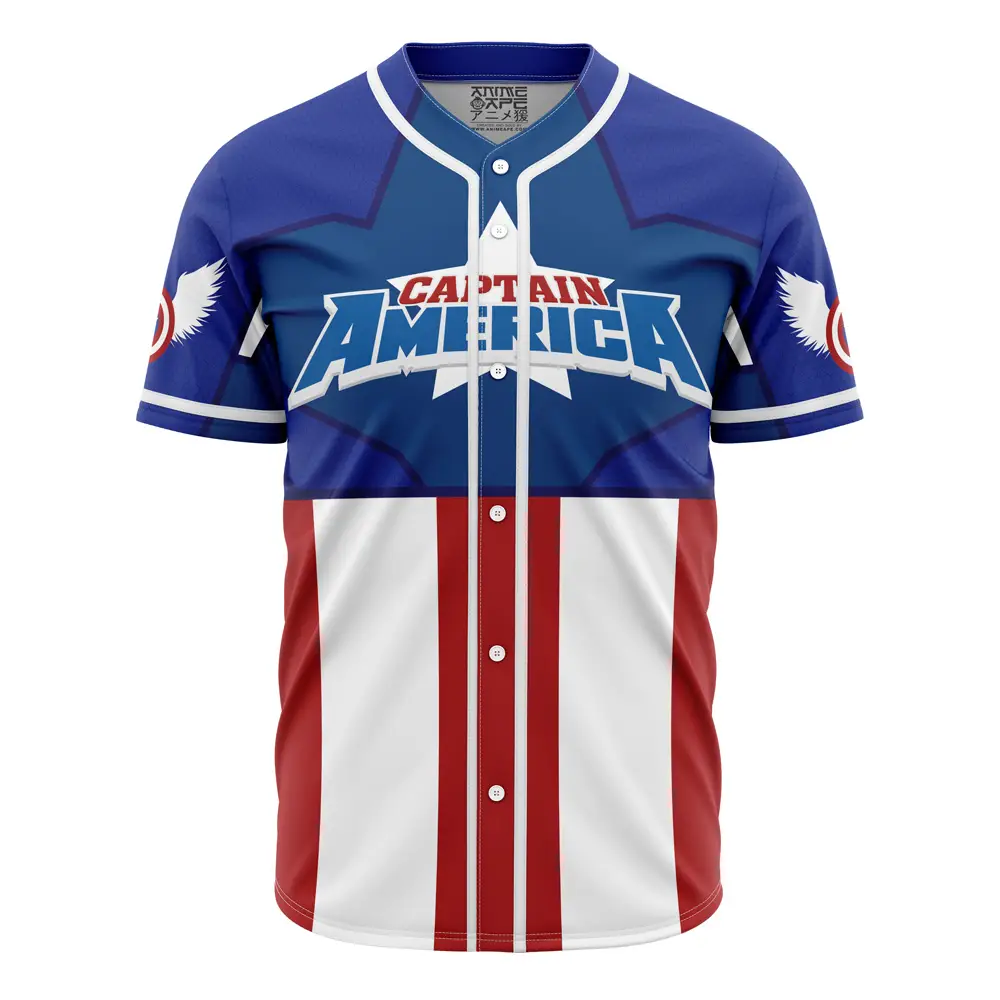 Captain America Baseball Jersey - Superhero Fan Apparel For Sports & Cosplay Captain America Baseball Jersey - Superhero Fan Apparel For Sports & Cosplay - Image 1