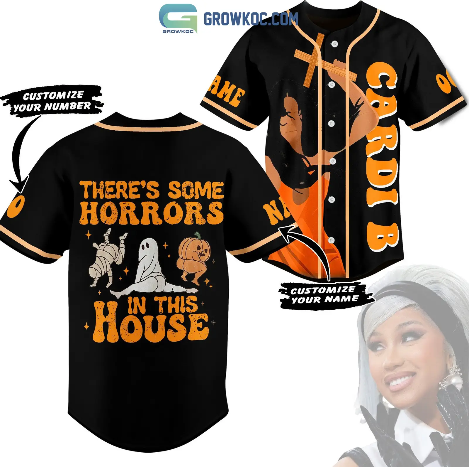 Cardi B There's Some Horrors In This House Halloween Personalized Baseball Jersey