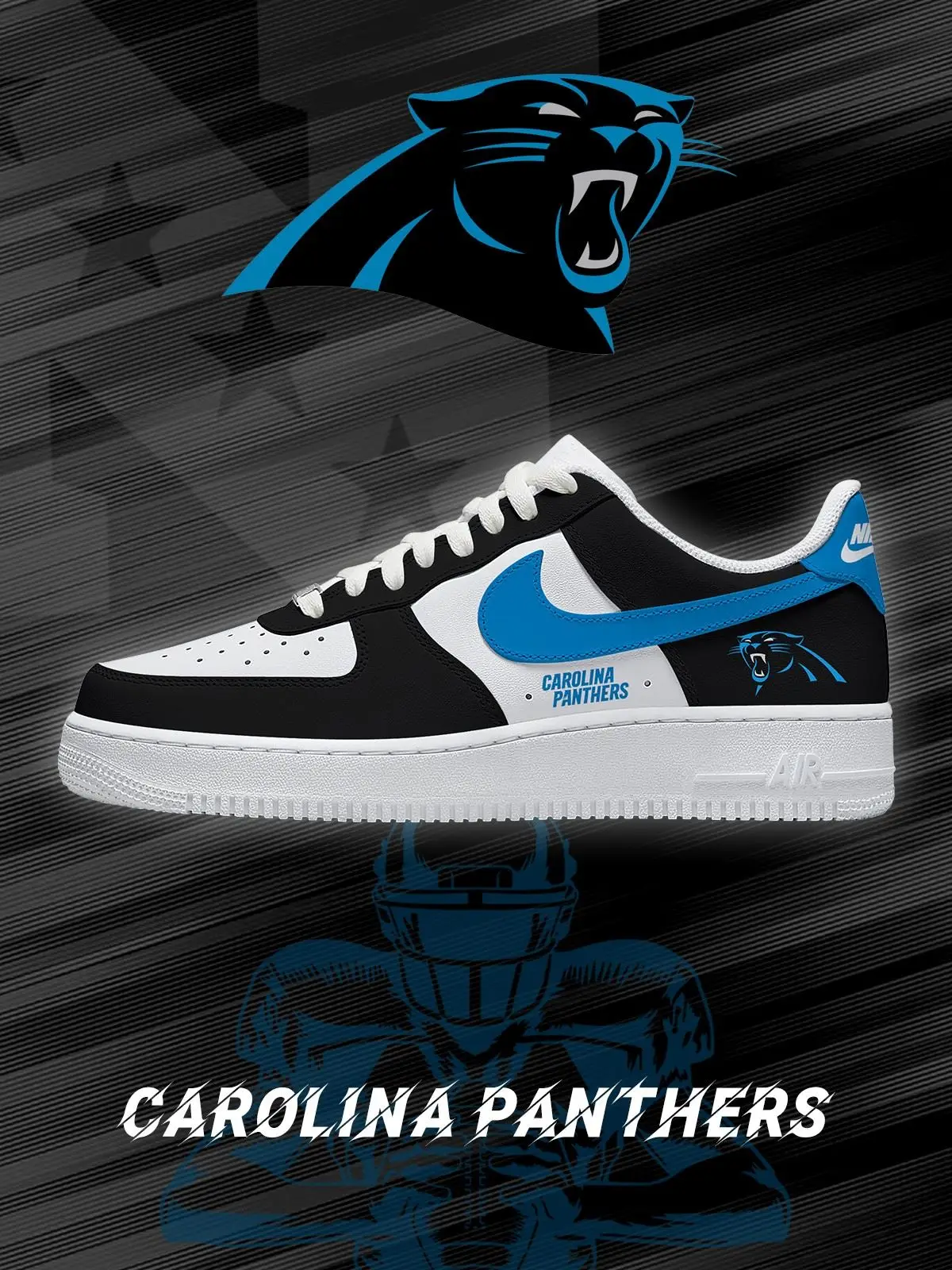 Carolina Football Custom Air Force 1 Sneakers - NFL Fan Edition | GA12