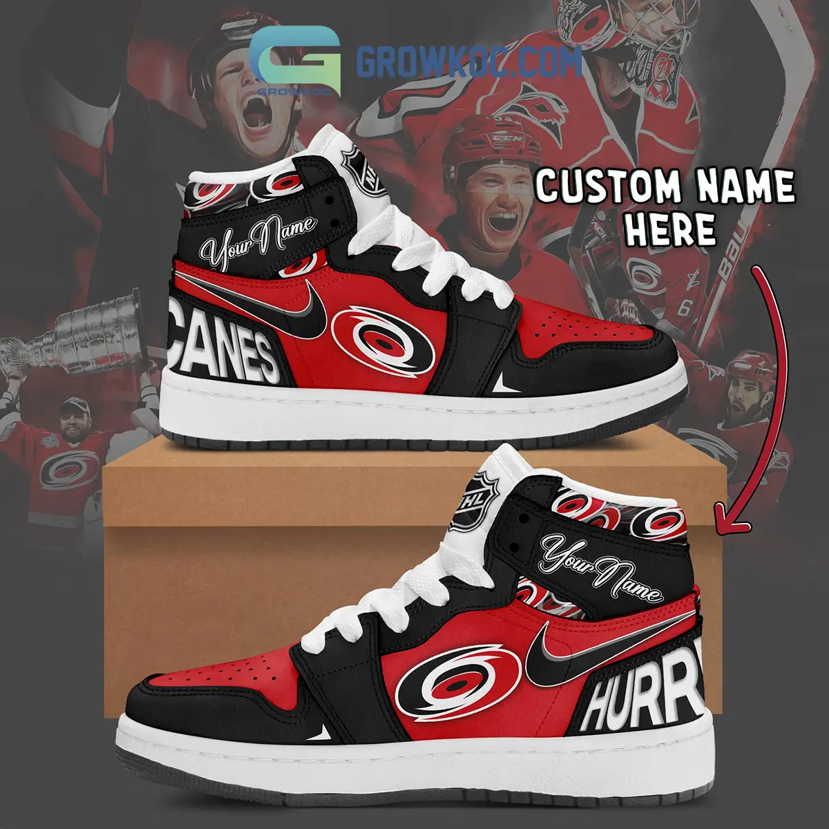 Carolina Hurricanes NHL Personalized Air Jordan 1 Shoes