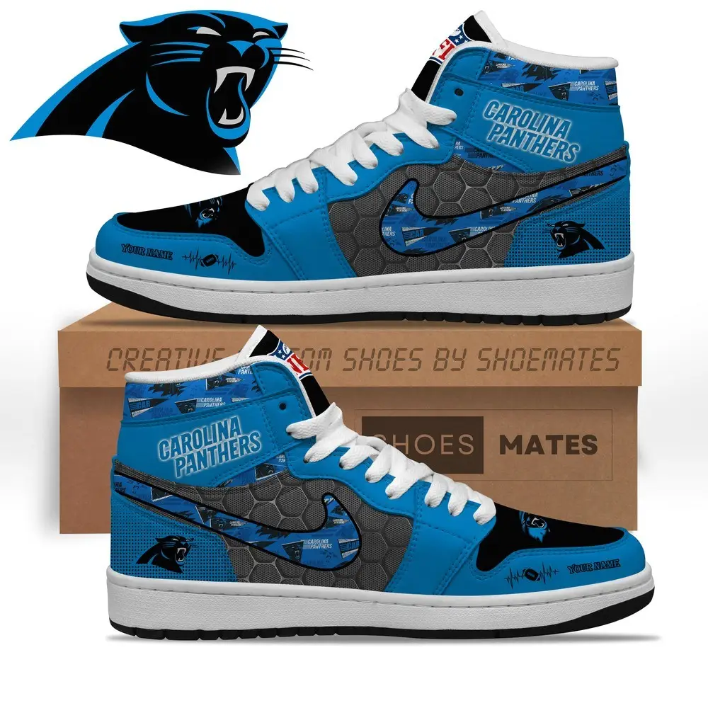 Carolina Panthers AJ1 High Top Shoes