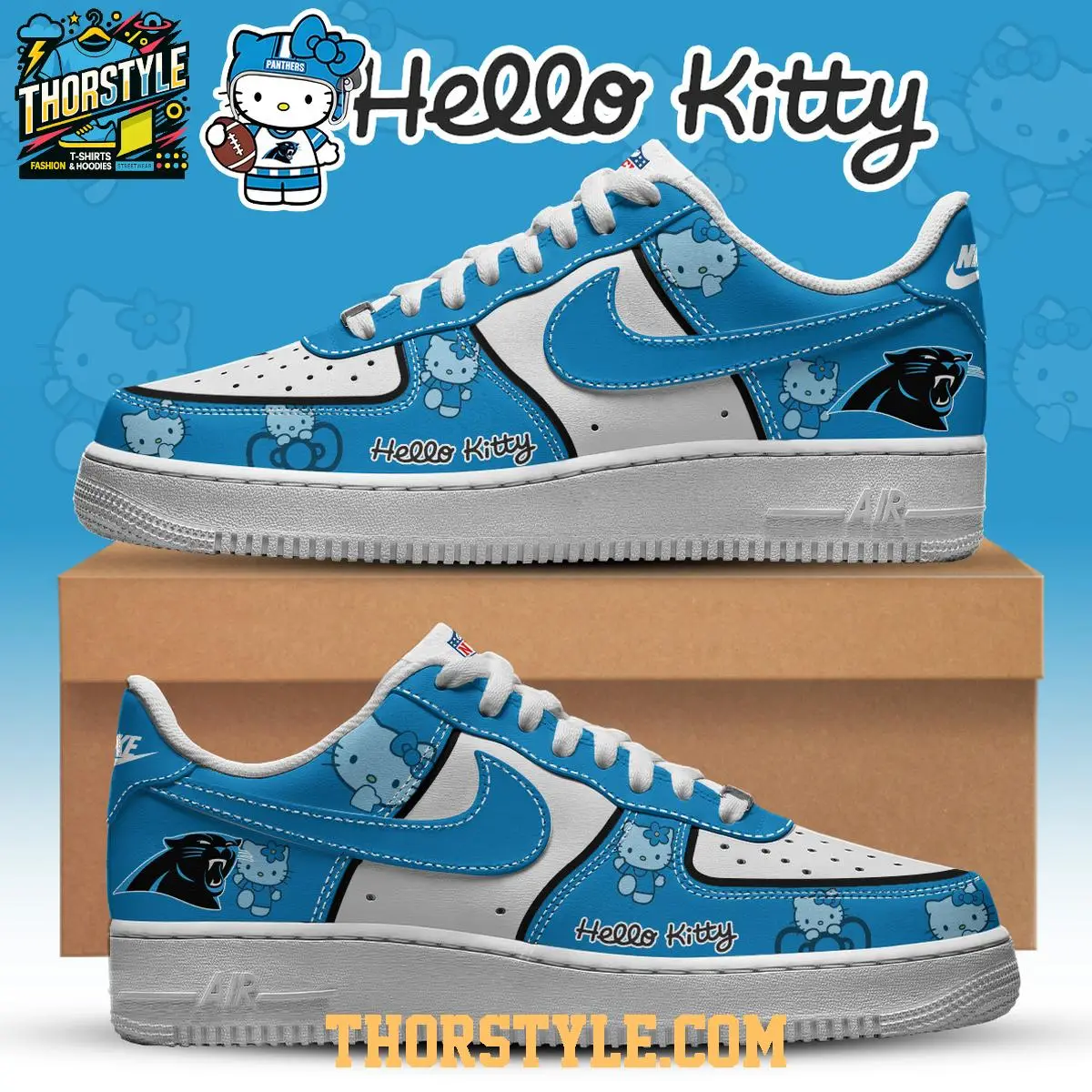 Carolina Panthers Hello Kitty NFL 2025 X-mas Personalized Air Force 1 Shoes