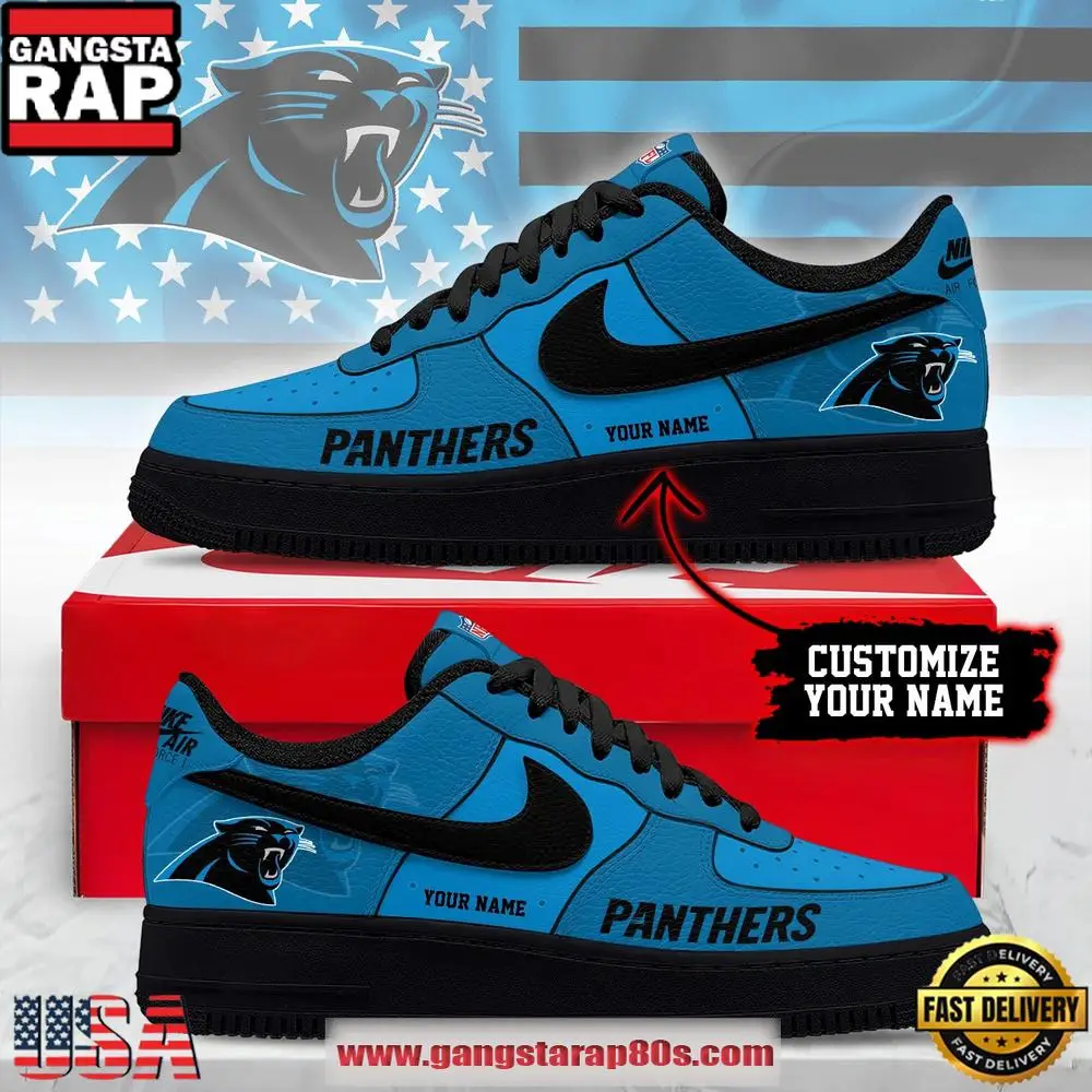 Carolina Panthers New 2026 Version NFL Custom Air Force 1 Running Sneakers Shoes