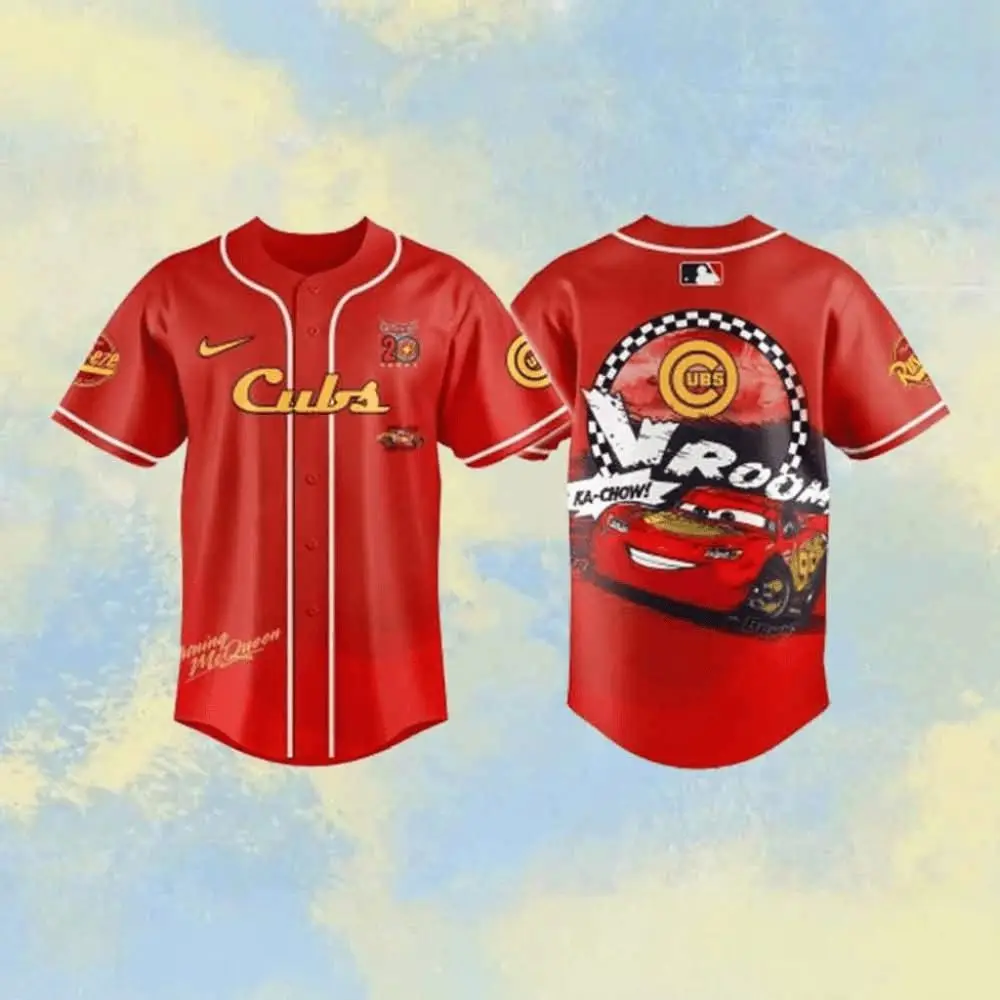 Cars Lightning Mcqueen X Chicago Cubs Baseball Jersey Best Gifts For Baseball Fans