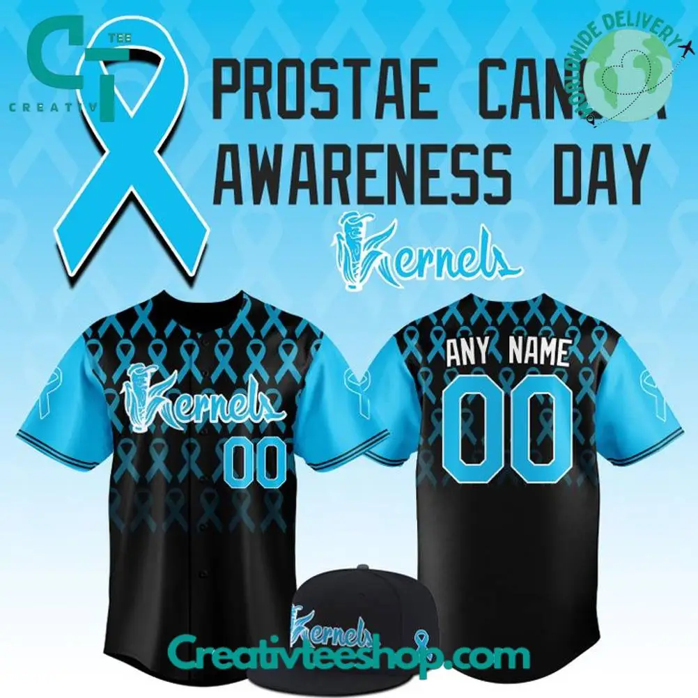 Cedar Rapids Kernels X Prostae Cancer Awareness Day Personalized Baseball Jersey