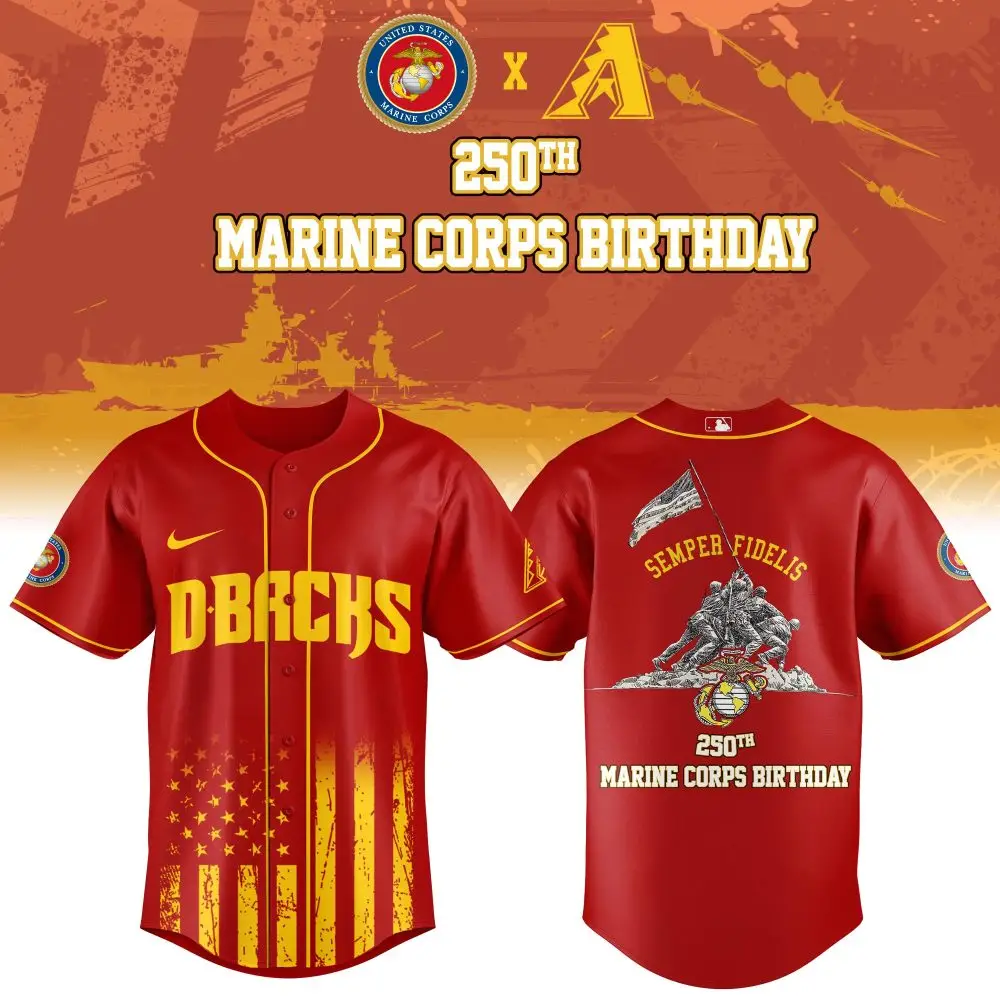 Celebrate 250Th Marine Corps Birthday With Dbacks Jersey – Limited Edition, Honor Veterans! Celebrate 250Th Marine Corps Birthday With Dbacks Jersey – Limited Edition, Honor Veterans! - Image 1