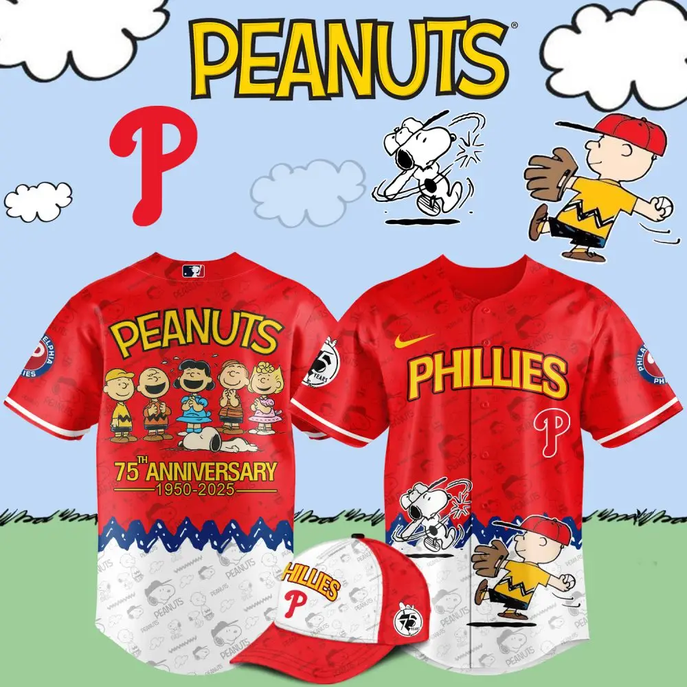 Celebrate 75 Years: Peanuts Phillies Jersey & Hat Set – Limited Edition Collectible!