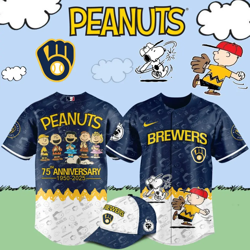 Celebrate In Style: Peanuts 75Th Anniversary Brewers Jersey - Limited Edition!