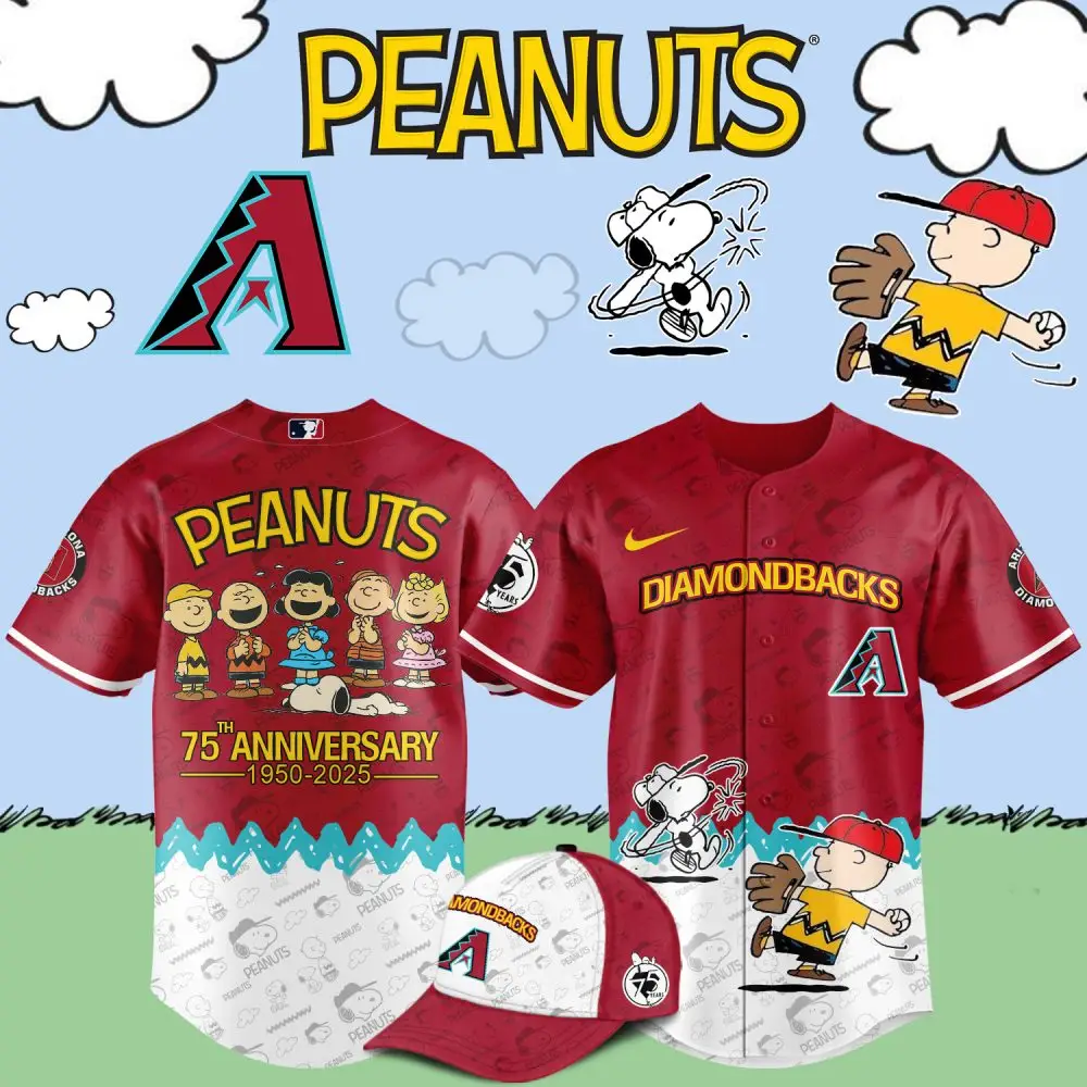 Celebrate In Style: Peanuts 75Th Anniversary Diamondbacks Jersey - Limited Edition!