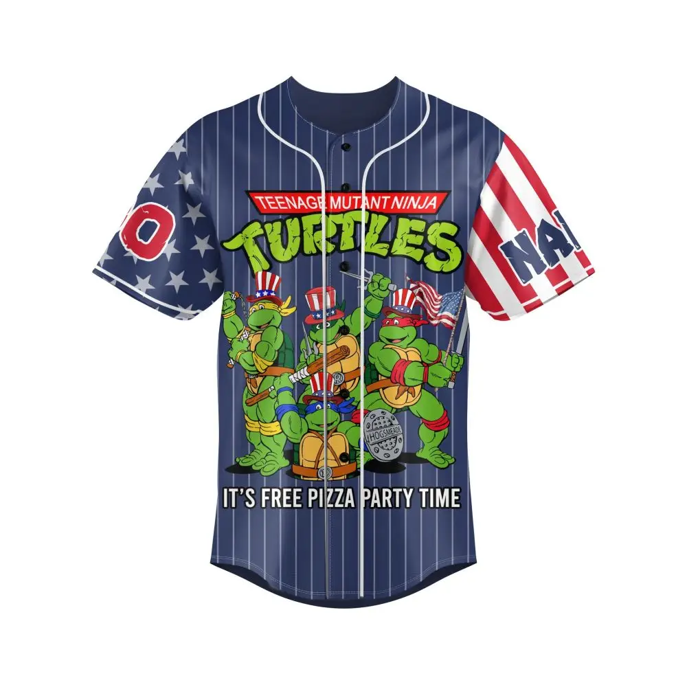 Celebrate In Style With Limited Edition Tmnt Patriotic Baseball Jersey - Perfect For Pizza Parties!