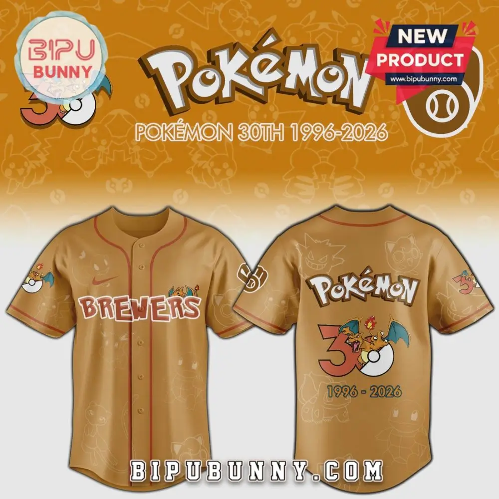 Celebrate Pokémon 30Th Anniversary Jersey 1996-2026 - Exclusive Brewers Edition Celebrate Pokémon 30Th Anniversary Jersey 1996-2026 - Exclusive Brewers Edition - Image 1