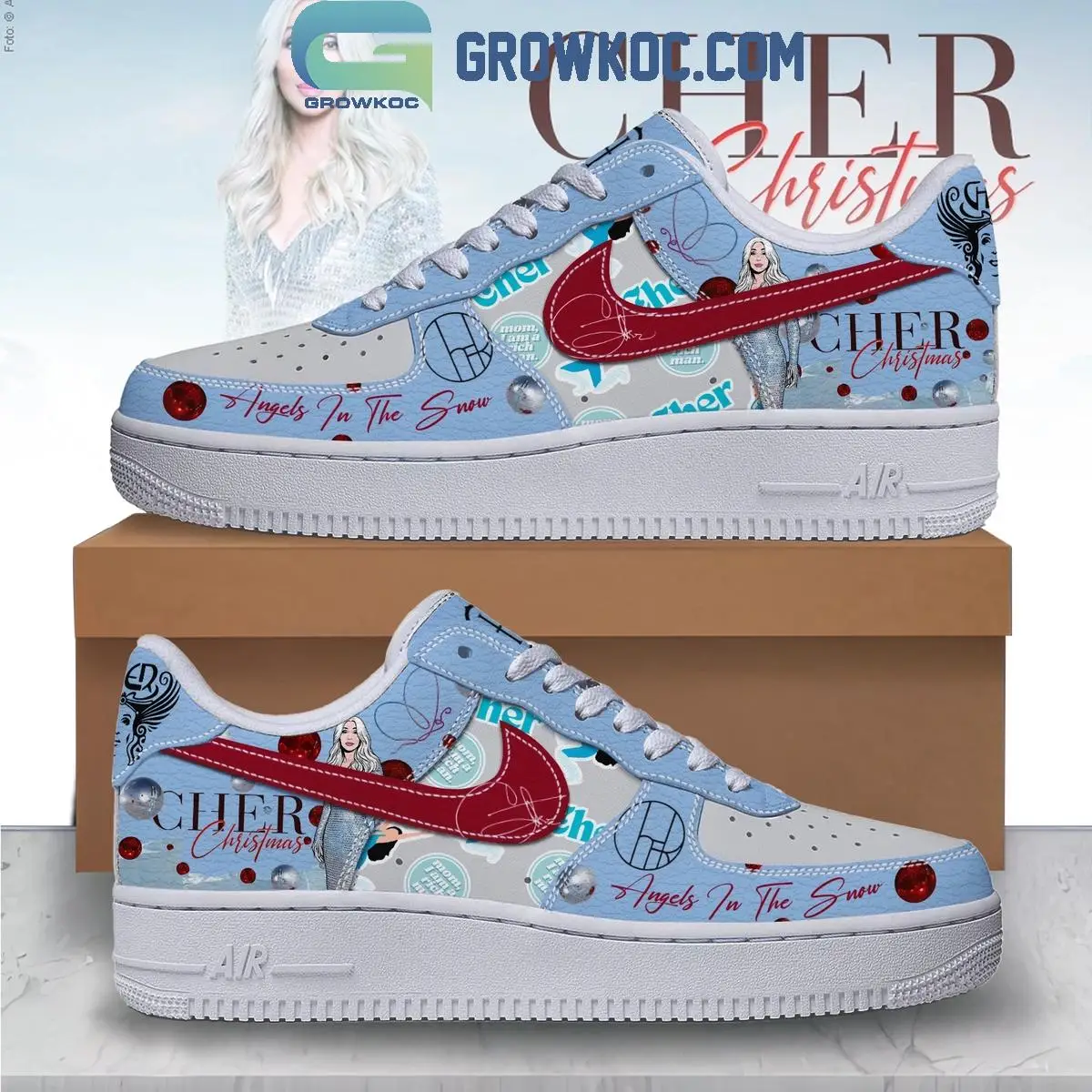 Cher Merry Christmas Angels In The Snow Air Force 1 Shoes