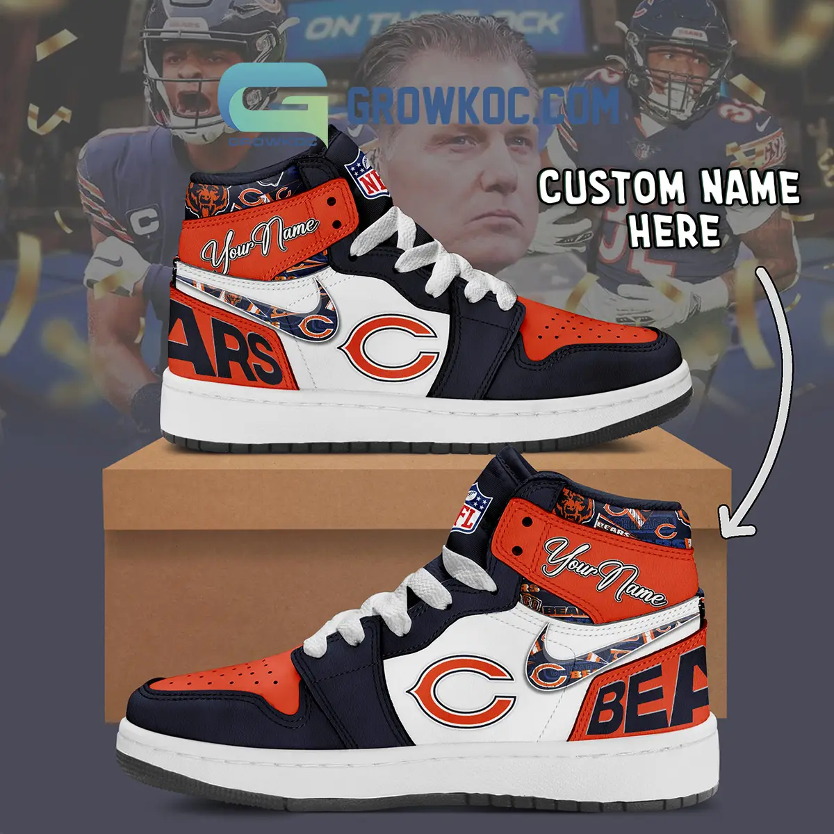 Chicago Bears Personalized Air Jordan 1 High Top Shoes Sneakers
