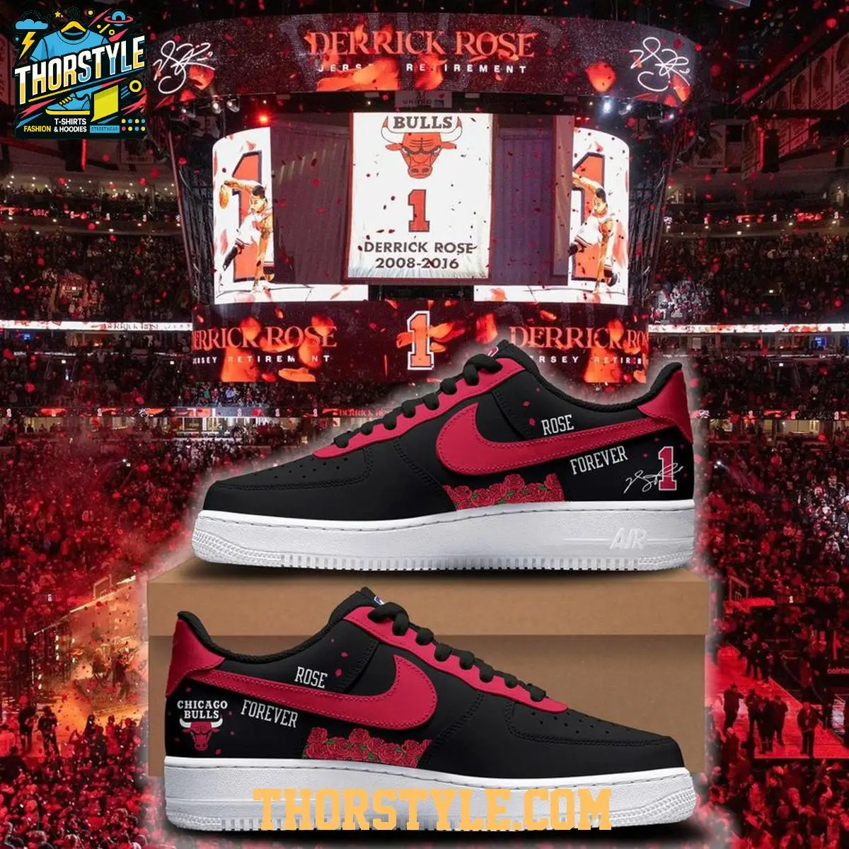 Chicago Bulls D-Rose 2026 Derrick Rose Night Personalized Air Force 1 Shoes