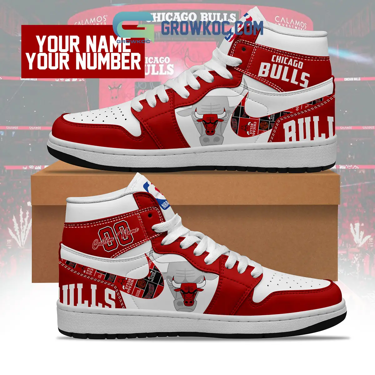 Chicago Bulls NBA Personalized Air Jordan 1 Shoes