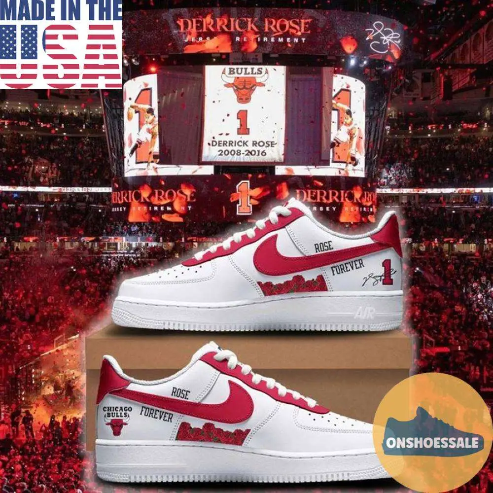 Chicago Bulls SIGNED D-Rose Nike Air Force, Gift For Fans - Best Gift Shoes