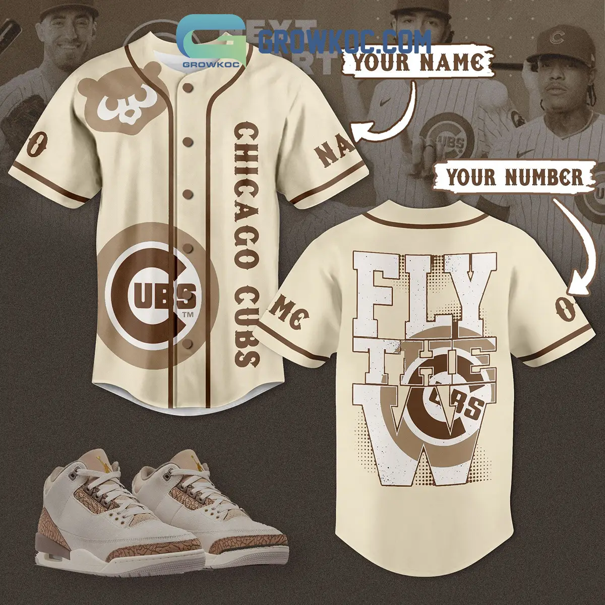 Chicago Cubs Fly The W Palomino Styles Personalized Baseball Jersey