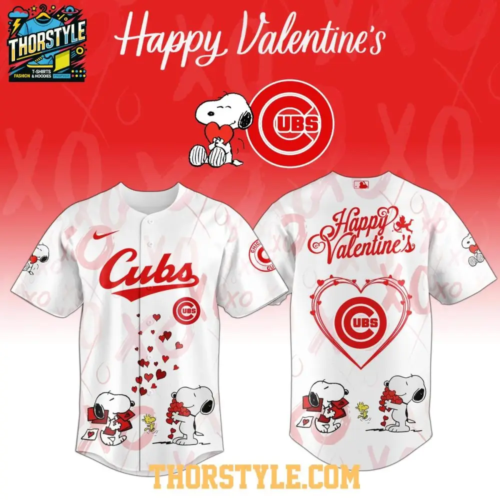 Chicago Cubs Peanuts Happy Valentine'S Day 2026 Personalized Baseball Jersey