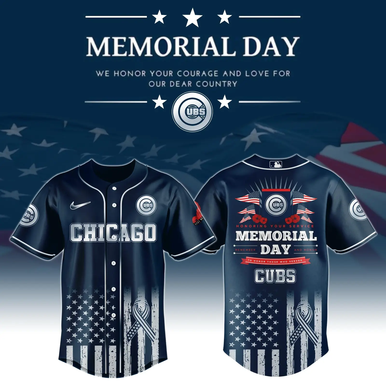 Chicago Cubs Special Memorial Day Edition Jersey Chicago Cubs Merch - Tazila Chicago Cubs Special Memorial Day Edition Jersey Chicago Cubs Merch - Tazila - Image 1
