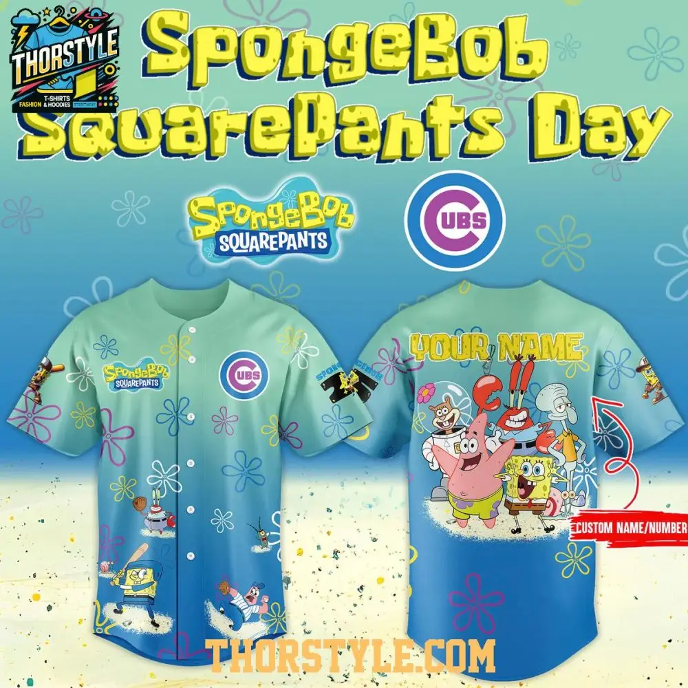 Chicago Cubs Spongebob 25Th Anniversary 2026 Personalized Baseball Jersey