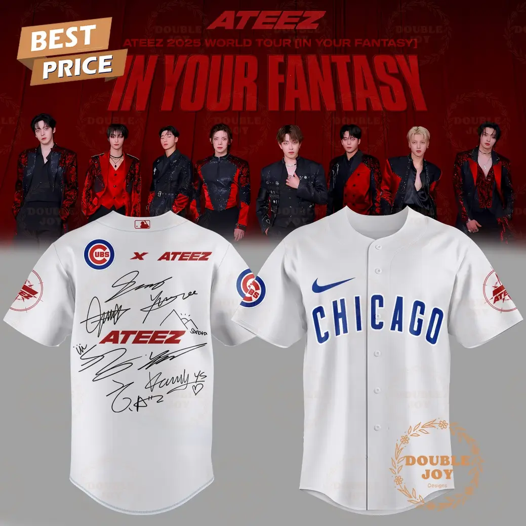 Chicago Cubs x ATEEZ World Tour 2025 Baseball Jersey - White