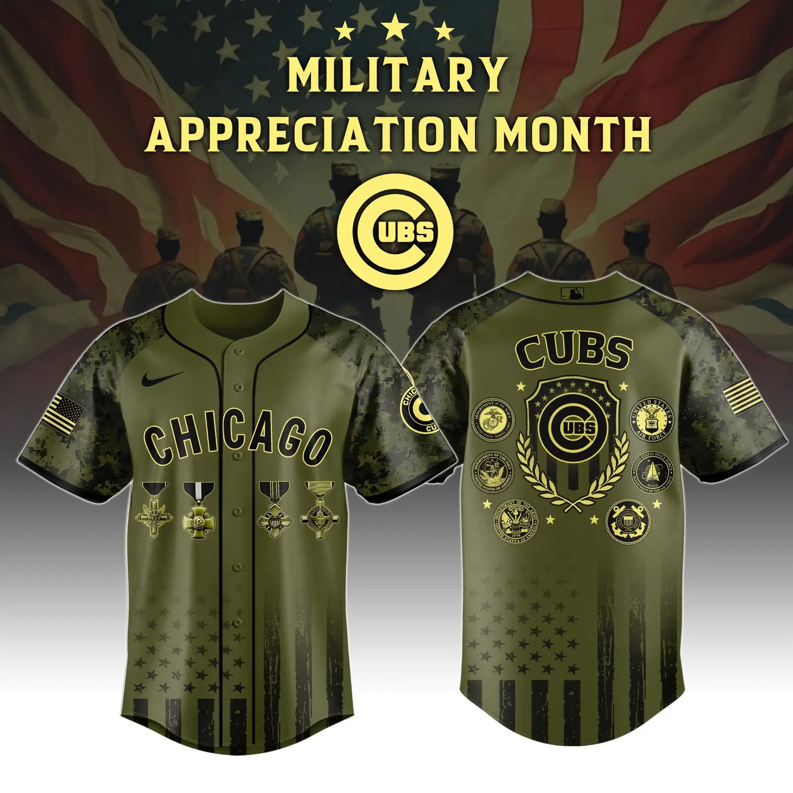 Chicago Cubs x Military Appreciation Month Special Edition Jersey 2025 - Tazila